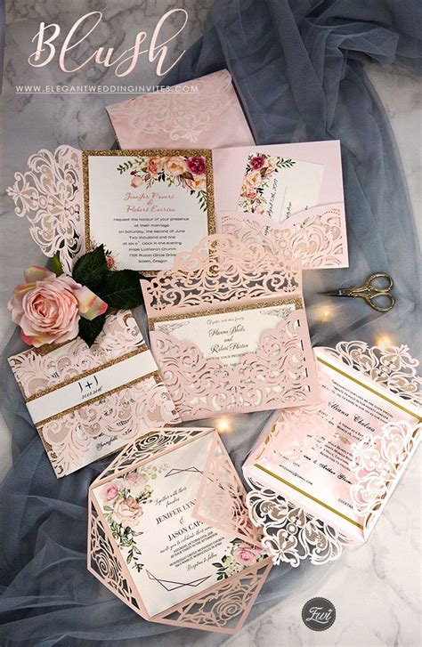 pink and gold wedding stationery with roses