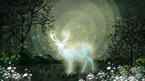 Elk Reindeer Forest Good Night Elf Cure Illustration Night Decorative
