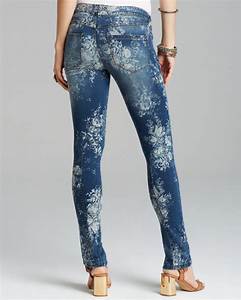 Free People Jeans Floral Printed Elle Skinny In Indigo In