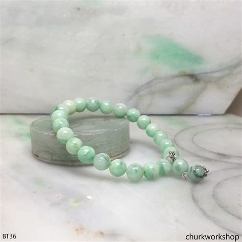 Light Green Beads Jade Bracelet With Charm Churk Work Shop