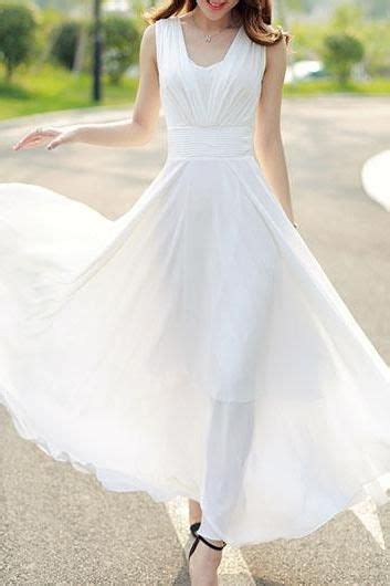 Beautiful White Chiffon Maxi Summer Dresses Women Dresses White