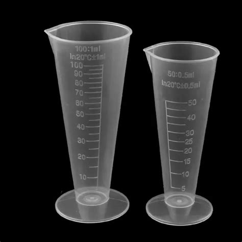 Plastic Conical Beaker Laboratory Graduated Measuring Cup 50ml 100ml