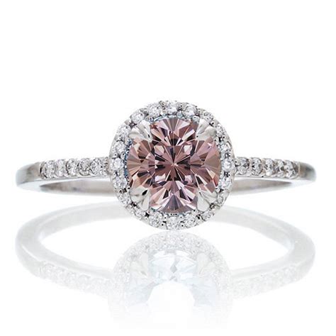 15 Carat Round Cut Morganite Halo Engagement Ring For Women On 10k