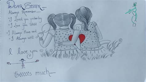 How To Draw Sisters Love In Simple Way How To Draw Sitting Together
