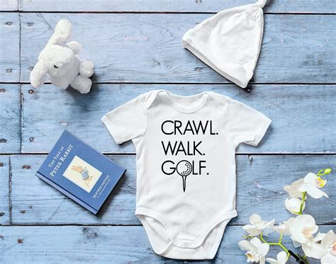 Crawl Walk Golf Onesie For Newborn Funny Outfit Baby Shower Etsy