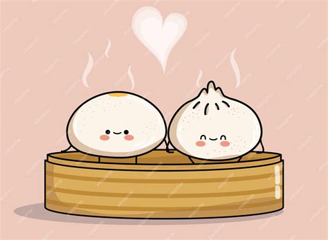 Premium Vector Steam Buns Cute Bao Couple