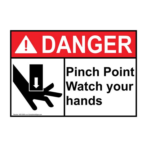 Ansi Danger Pinch Point Watch Your Hands Sign Ade 5265 Machinery