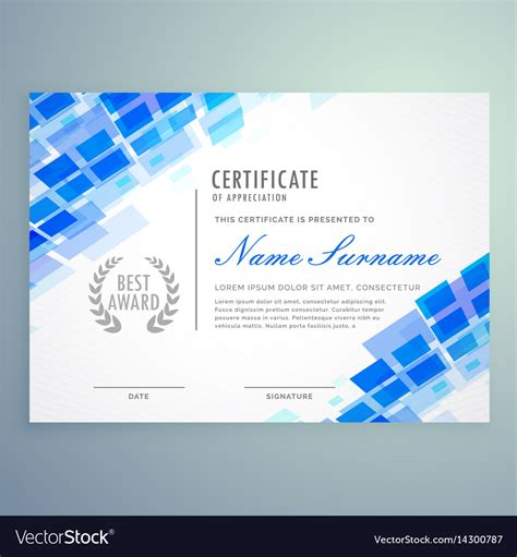 Modern Certificate Template With Blue Mosiac Vector Image