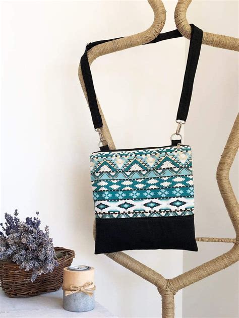 Turquoise Aztec Cross Body Bag Bohemian Pouch Aris Bags