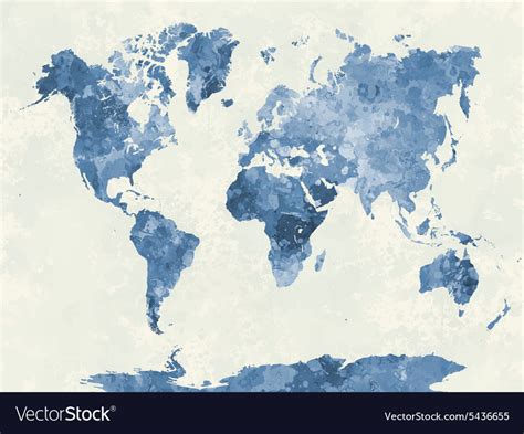 World Map In Watercolor Blue Royalty Free Vector Image
