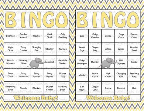 50 Free Printable Baby Boy Bingo Cards