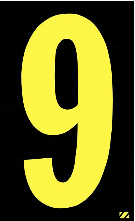 Number Label 9 Yellowblack 2 12 In Character Height 25 Pk Grainger