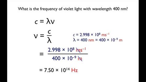 chemistry: Formulas used to help find wavelength and other values