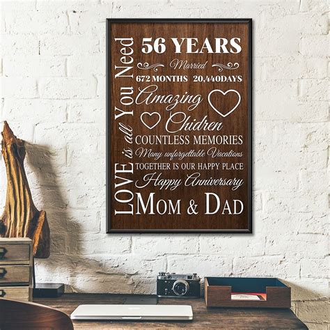 56th Wedding Anniversary Ts Poster For Parent Couple Mom And Dad