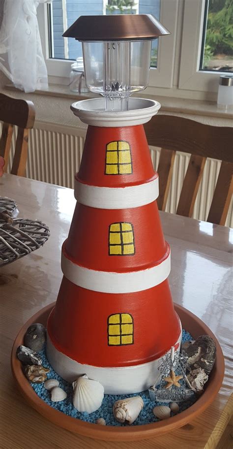 Zur kategorie garten & werkzeug. Leuchtturm aus Tontöpfen | Leuchturm basteln ...