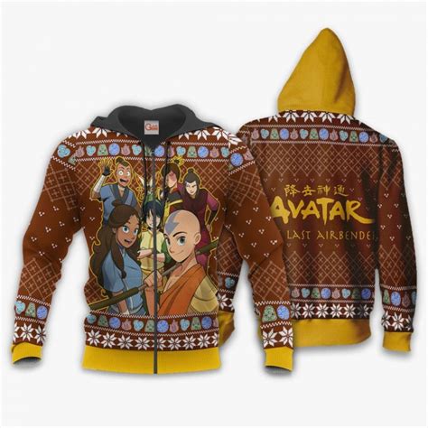 Avatar The Last Airbender Zipped Hoodie Aang And His Friends 3d Zipped