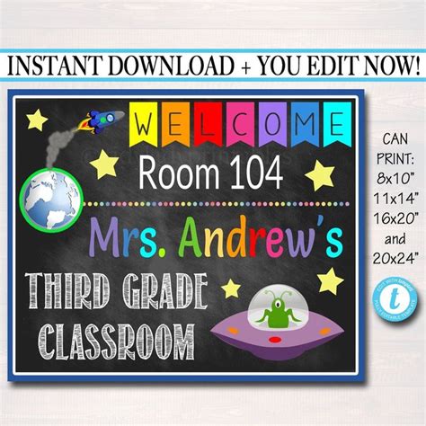 A Chalkboard Sign That Says Welcome Room 104 Mrs Andrews Third Grade