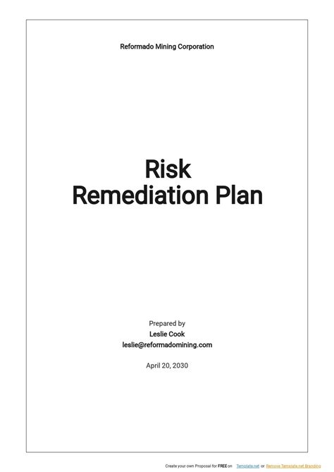 Remediation Plans Templates Word Format Free Download