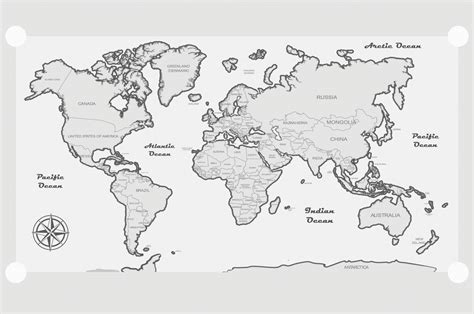 Wallpaper World Map With A Gray Border
