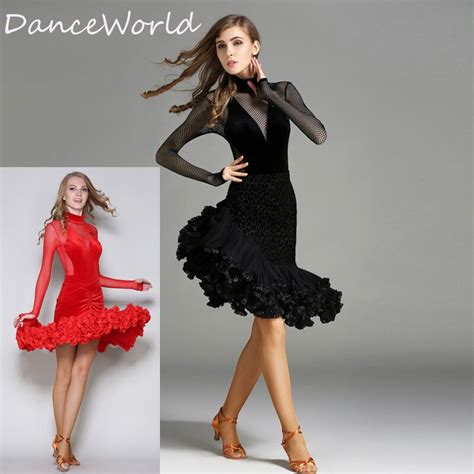 Sexy Latin Dance Velvet Irregular Dress Set High Quality Imported Materiallatin Dancedance