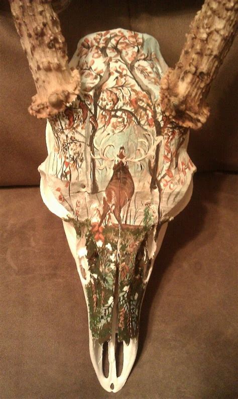 Handpainted Deer Skull Customized Deer Skull Art Painted Deer Skulls