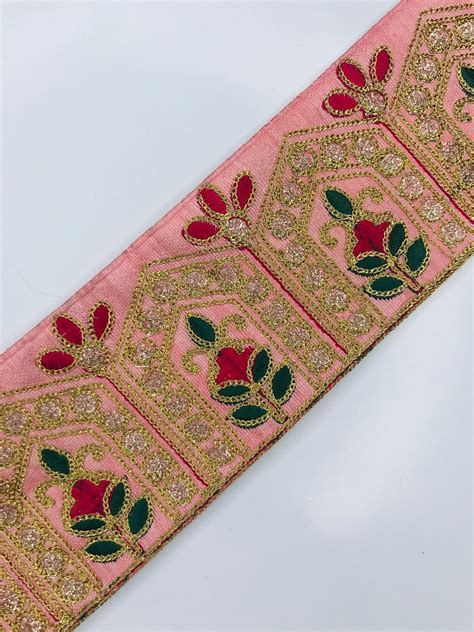 Floral Embroidered Silk Fabric Border Ribbons Laces Trims Etsy India