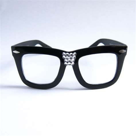 Items Similar To Wayfarer Oversized Nerd Dork Chic Huge Glasses Clear Lense Rhinestone Frames