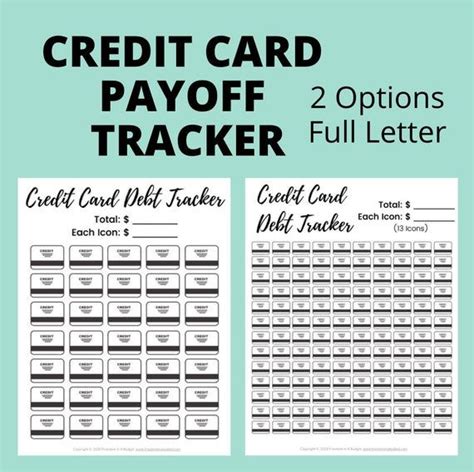 Credit Card Debt Payoff Tracker Printable Credit Card Payoff Etsy In
