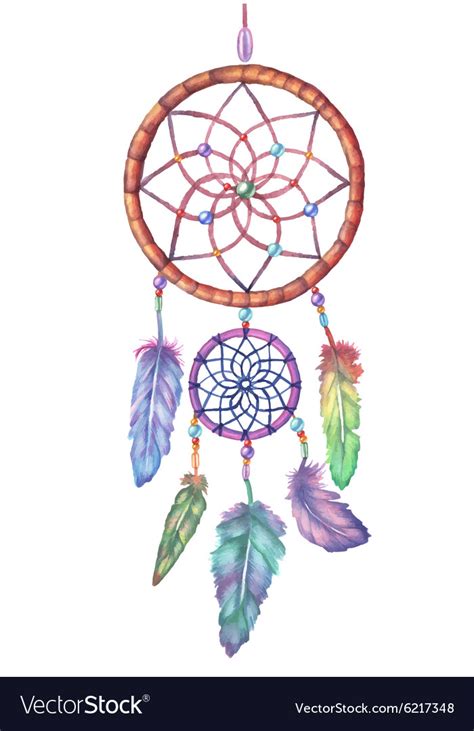 Watercolor Dream Catcher Hand Drawn Royalty Free Vector