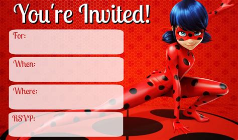 Free Printable Miraculous Ladybug Invitations