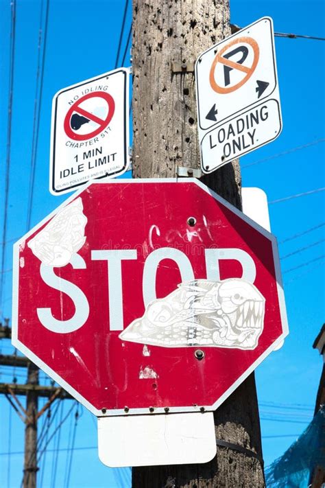 Destroyed Traffic Sign Due To Vandalism Editorial Image Image Of