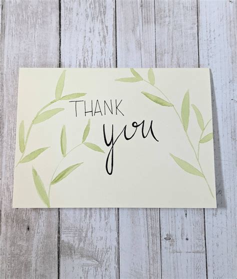 Leaves Thank You Card Etsy