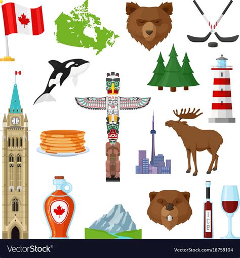 National Symbols Of Canada Set Royalty Free Vector Image