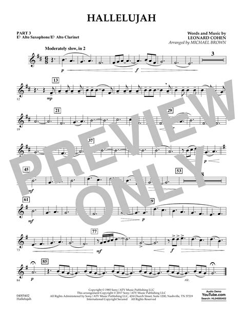 Hallelujah - Pt.3 - Eb Alto Sax/Alto Clar. by Michael Brown Sheet Music