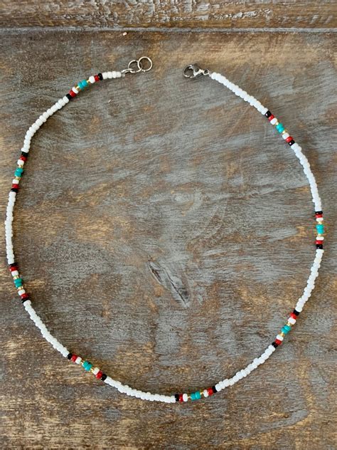 The Western Choker Seed Bead Necklace Etsy In 2021 Beaded Necklace