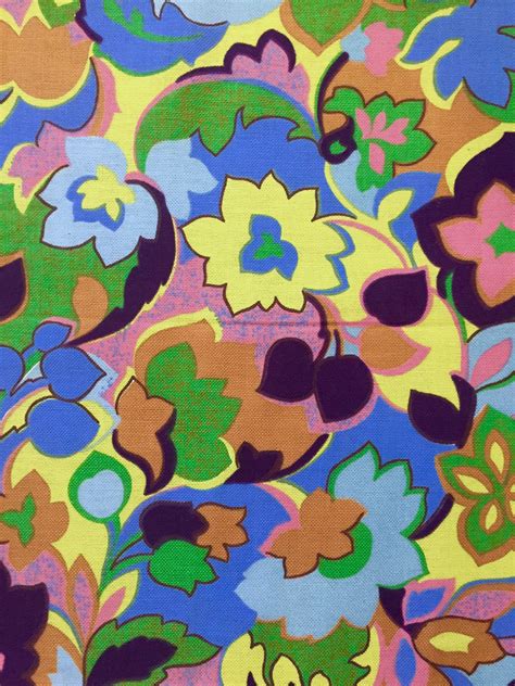 60s Flower Power Fabric With A Peter Max Vibe Cotton Yardage For