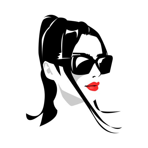 Portrait Of A Woman With A Ponytail Hairstyle Using Glasses Vector
