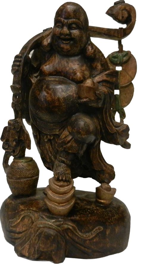 Antique Wood Statue Buddha Maitreya
