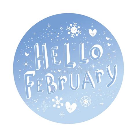 Hello February Typographic Design Stock Vector Illustration Of Frost