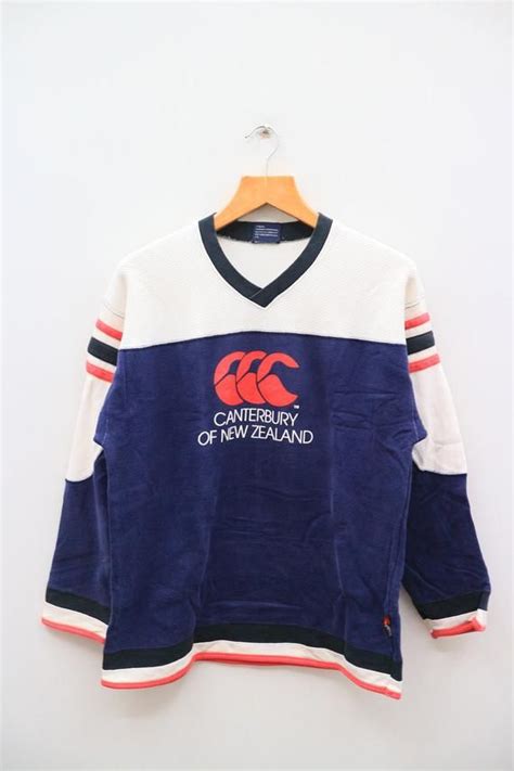 Vintage Canterbury Of New Zealand Big Logo Sportswear Blue Pullover
