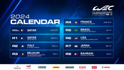 Calendar Fia World Endurance Championship