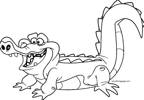 Crocodile Alligator Cartoon Excited Coloring Page