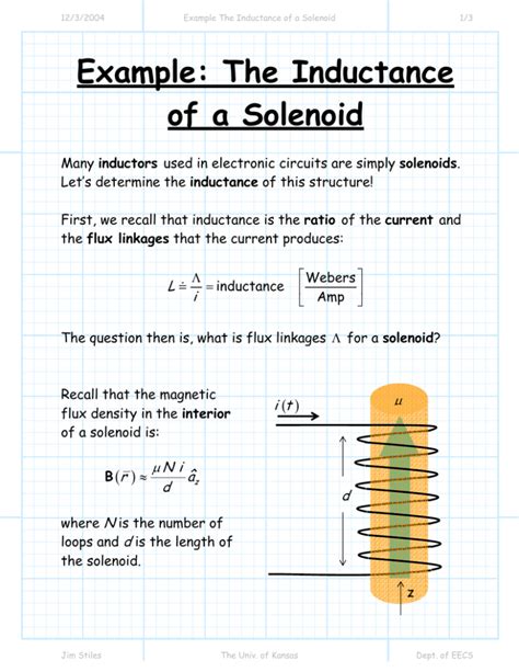 Example The Inductance Of A Solenoid
