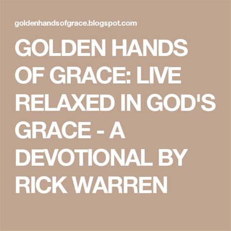 Golden Hands Of Grace Live Relaxed In God S Grace A Devotional By