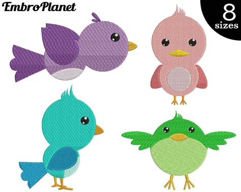 Cute Birds Embroidery Designs Instant Download Digital