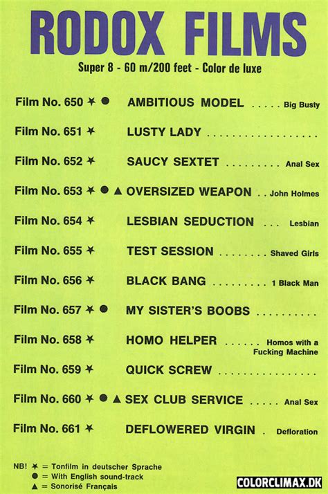 Colorclimaxdk Rodox Film Index 1980