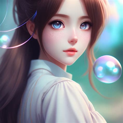 Anime Girl With Long Light Brown Hair And Blue Eyes