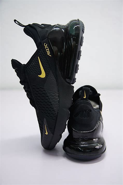 Nike Air Max 270 Whole Black With Gold Swoosh Running Shoes Ah8050 007