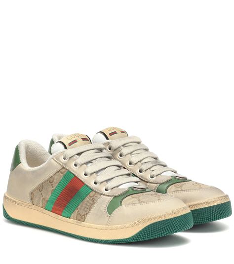 Gucci Screener Leather Sneakers In Beige Natural Lyst