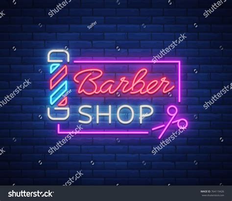 Barber Shop Logo Neon Sign Logo Design Elements Can Be Used As A